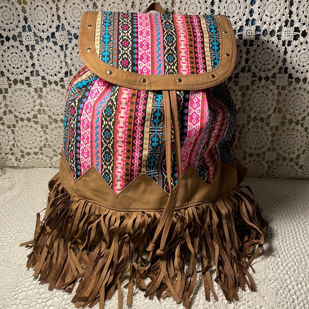Justice Multicolor Fringe Backpack